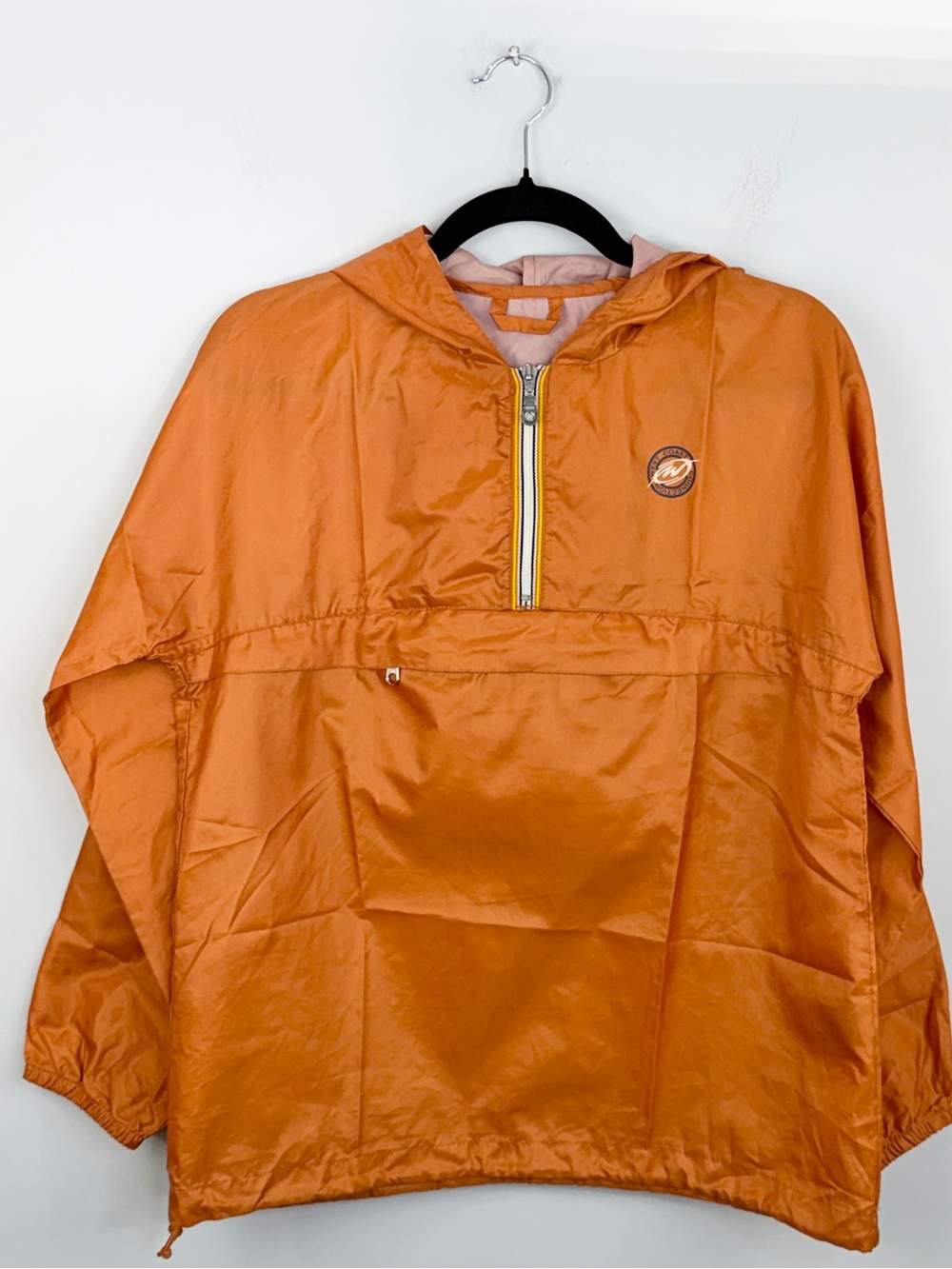 Vintage 90s Y2K burnt orange packable fanny pack boxy anorak windbreaker M - Picture 4 of 17